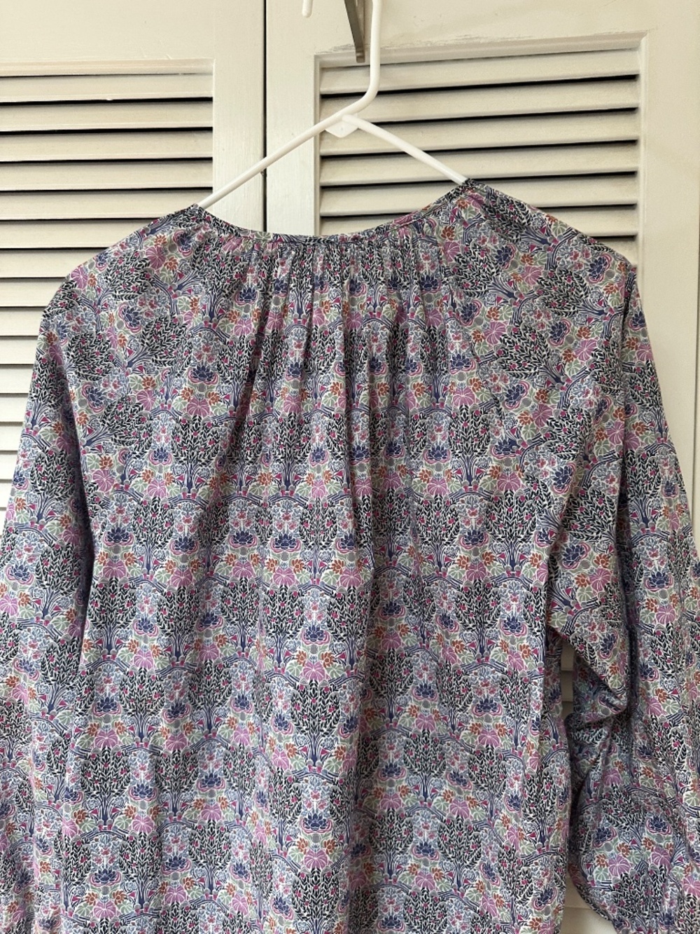 J. Crew Tie-Sleeve Button-Front Organic Cotton Dress Liberty Club Nouveau Print - Picture 9 of 15